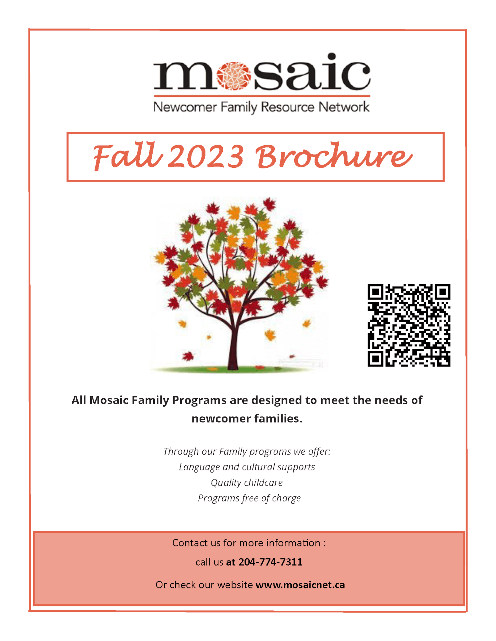 Mosaic Newcomer Family Resource Network Fall 2023 Family Program